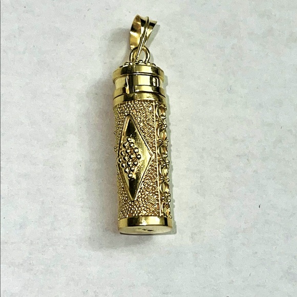 Amazing custom 14k gold vermeil urn cremation jewelry necklace rare unique charm - Picture 1 of 10
